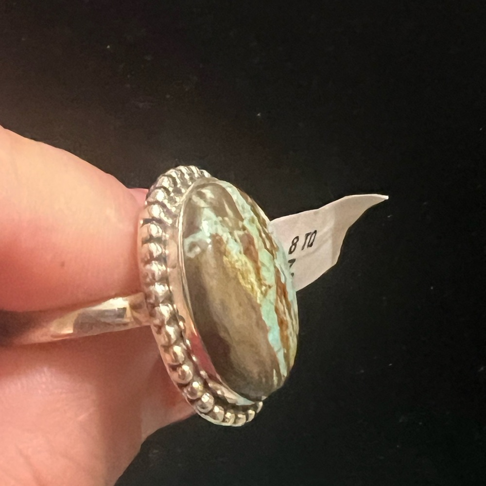 925 STERLING SILVER #8 TURQUOISE RING NWT - Picture 3 of 7